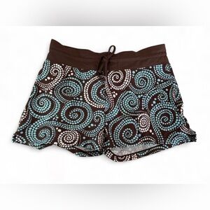 NWOT Athleta Brown and Blue Swim Shorts Women’s Size Medium